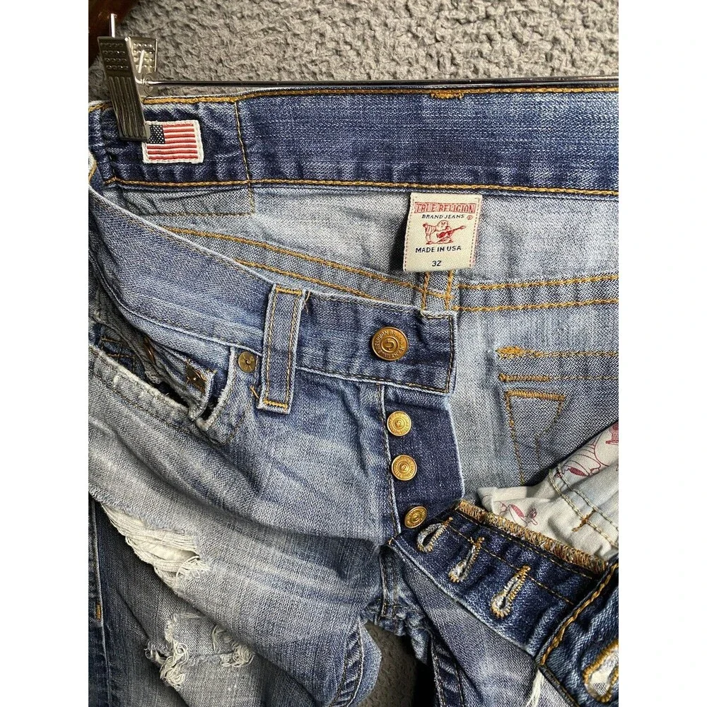 Vintage Y2K True Religion Zach Mens Jeans Straight Button Fly W32 L32 USA Made